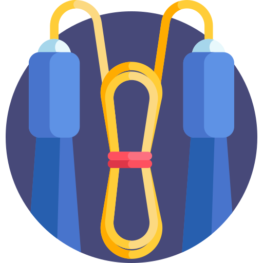 a yellow jump rope on blue circle