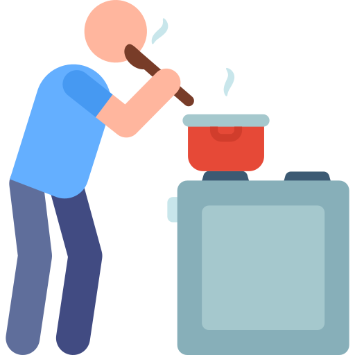 a man cooking in a kitchen